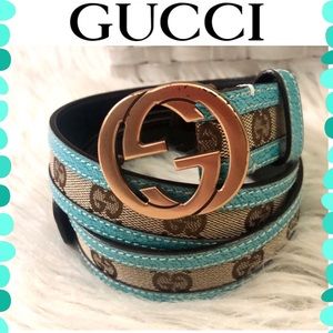 Authentic Gucci Monogram Belt teal